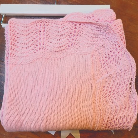 Other Nwt Pink Crocheted Baby Blanket 10 Cotton Poshmark